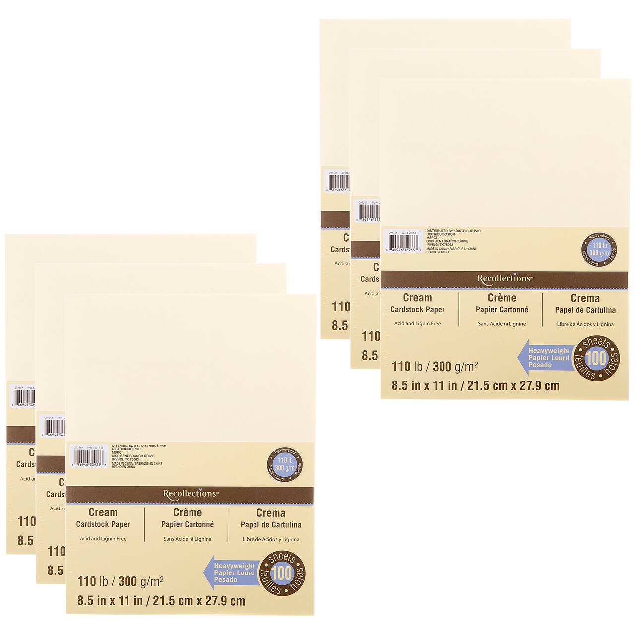 6 Packs: 100 ct. (600 total) Cream Heavyweight 8.5" x 11" Cardstock Paper by Recollections™